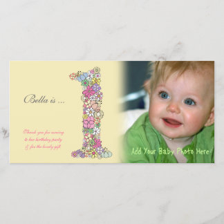 Babys 1. Geburtstag Vielen Dank für Ihre Fotokarte Dankeskarte