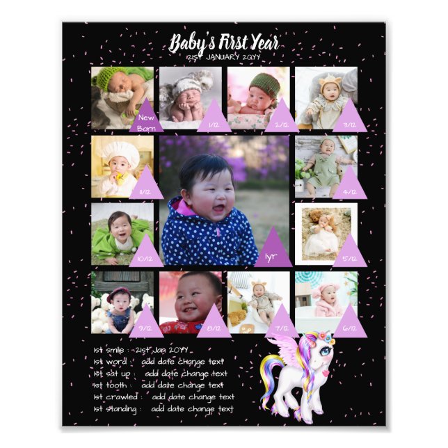 BABYS 1. JAHR FOTO COLLAGE 8x12 $5 oder weniger! (Vorne)