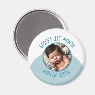 Baby's 1. Monat Benutzerdefiniertes Foto Mit Namen Magnet