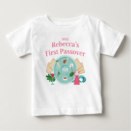 Babys 1. Pessach rosa Jahr des Mädchennamens Baby T-shirt