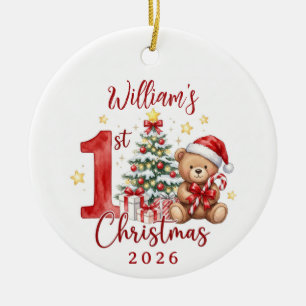 Baby's 1. Weihnachten 2026 Teddybär-Ornament Keramik Ornament