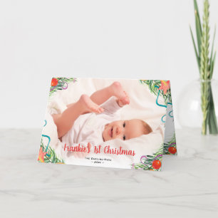 Baby's 1. Weihnachten Full Bleed Foto Weiß & Rot