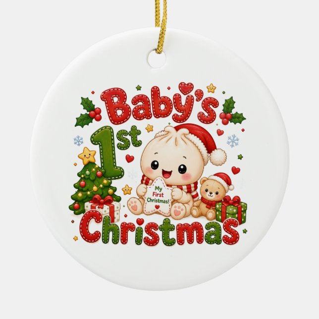 Baby's 1. Weihnachten Keramik Ornament (Vorne)
