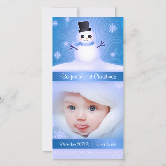 Baby's 1. Weihnachten Niedlich Snowman Blue (Vorderseite)