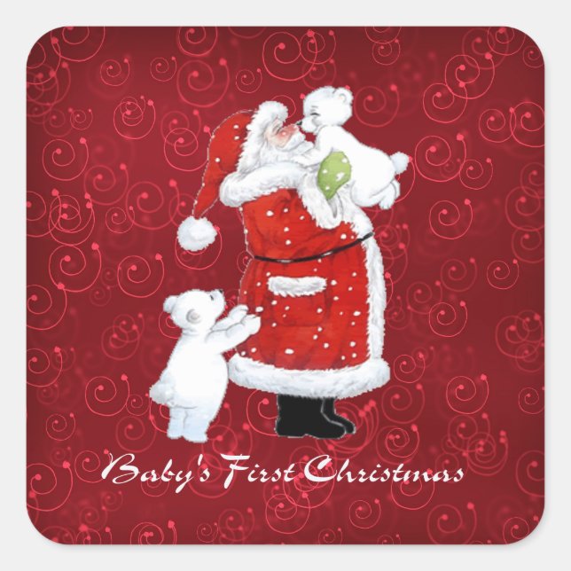 Babys 1. Weihnachten Quadratischer Aufkleber (Vorderseite)