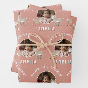 Baby's 1. Weihnachten Rentier Erinnerungsfoto Geschenkpapier Set