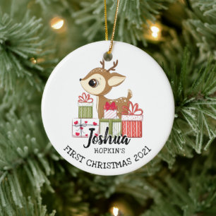 Baby's 1. Weihnachten Süßer Winter Reh Kitz Keramik Ornament