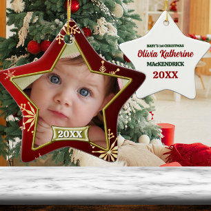 Baby's 1. Weihnachts-Fotorahmen  Keramik Ornament