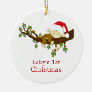 Baby's 1. Weihnachts Kleiner Affen Holly Foto Keramikornament