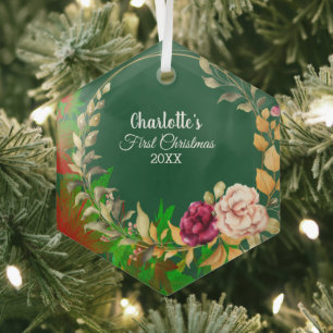 Babys 1. Weihnachtsfarbe Blumenreath Grün Ornament Aus Glas