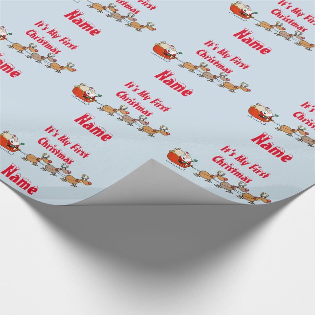 Babys 1. Weihnachtsfest GIFTWRAP Personalisiert Geschenkpapier (Ecke)