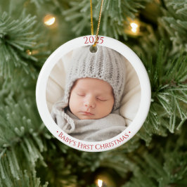 Babys 1. Weihnachtsgeschmack 2-seitiges Foto Keramik Ornament