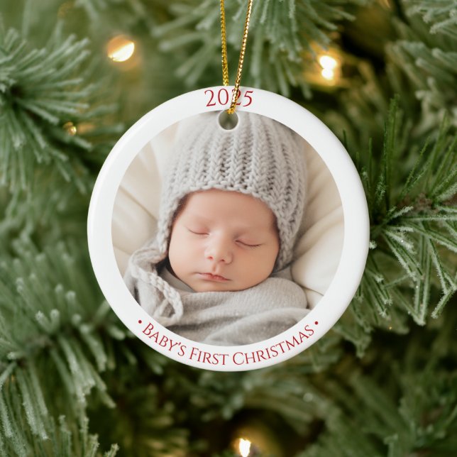 Babys 1. Weihnachtsgeschmack 2-seitiges Foto Keramik Ornament (Baum)