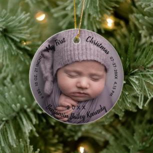 Baby's 1. Weihnachtsjubiläum Geburtsstat Baby Name Keramik Ornament