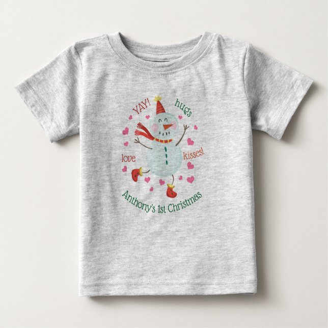 Baby's 1. Weihnachtsschneemann Baby T-shirt (Vorderseite)