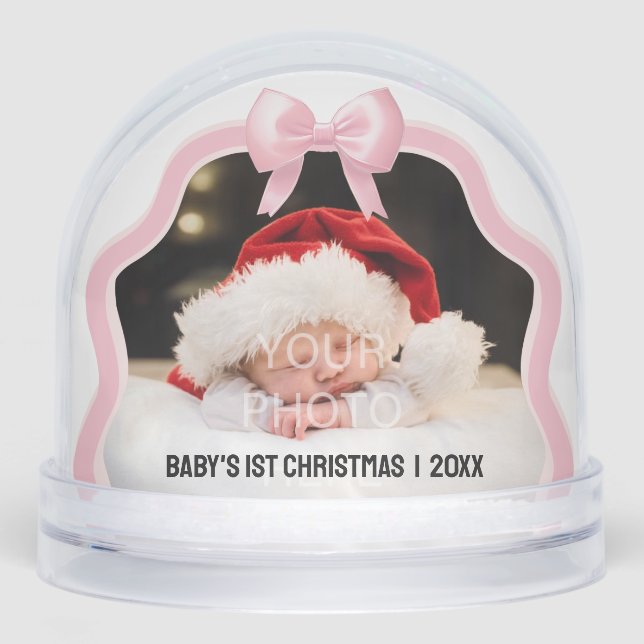 Baby's 1st Christmas Bow Snow Globe - Pink Schneekugeln (Vorderseite)