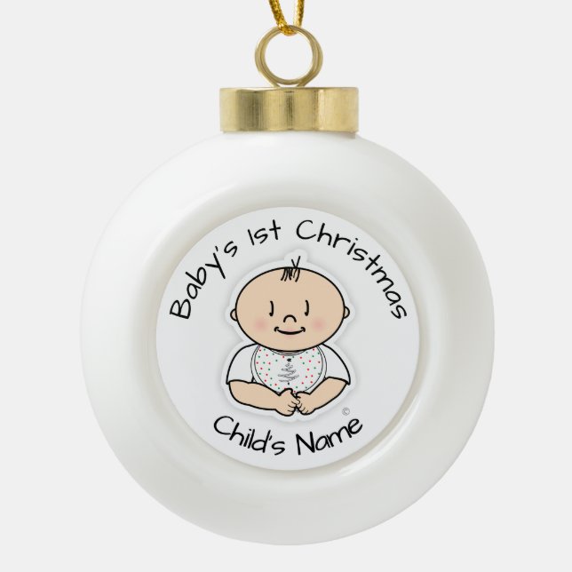 Baby's 1st Christmas Boy Ornament - Anpassbar (Vorderseite)