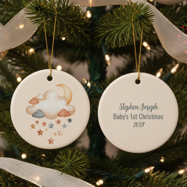 Baby's 1st Christmas Ornament - Moon & Stars (Baby's first christmas ornament)