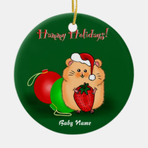 Baby's 1st Christmas Personalized Hamster Cartoon Keramik Ornament