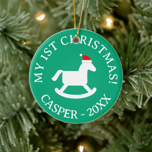 Baby's 1st Christmas Santa rocking horse ornament  (Baum)