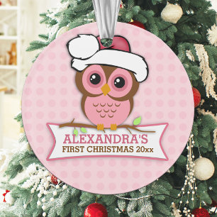 Baby's 1st Weihnachten Rosa Eule Ornament