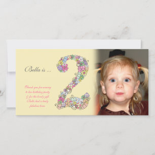 Babys 2. Geburtstag Vielen Dank für Ihre Fotokarte Dankeskarte