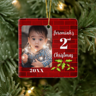 Baby's 2. Weihnachts Red Brick Keepake Keramikornament