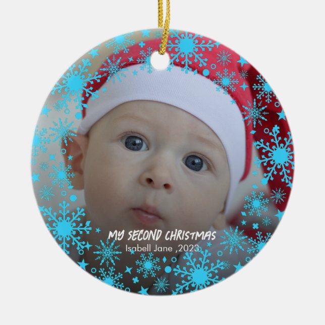 Baby's 2. Weihnachts Red Snowflake Ornament (Vorne)