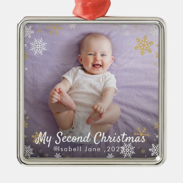 Baby's 2nd Christmas Red Snowflake Ornament (Vorne)