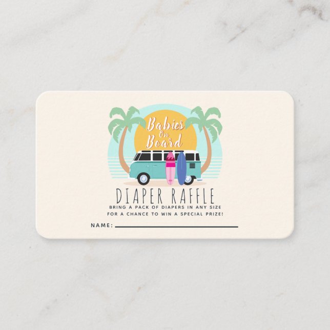 Babys an Bord Van Twins Diaper Raffle Visitenkarte (Vorderseite)