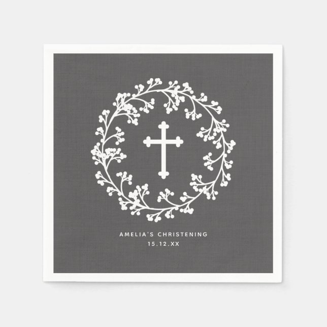 Baby's Atem Christening Serviette (Vorderseite)