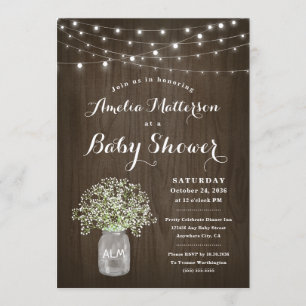 Babys Atem Mason Jar Rustic Wood Baby Dusche Einladung