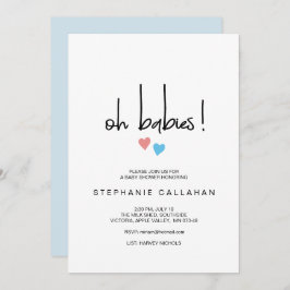Babys Baby Dusche Blue & Pink Herz Einladung