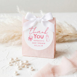 Baby's Bottle and Champagne Funny Thank You Runder Aufkleber