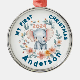 Baby's Boy First Christmas Niedlich Elephant Ornament Aus Metall