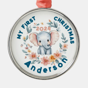 Baby's Boy First Christmas Niedlich Elephant Ornament Aus Metall