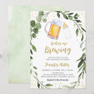 Babys brauen Grünpflanzen Zweiwindusche Einladung