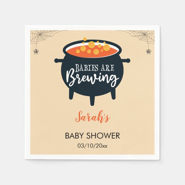 Babys brauen Halloween Cauldron Baby Shower Serviette (Vorderseite)