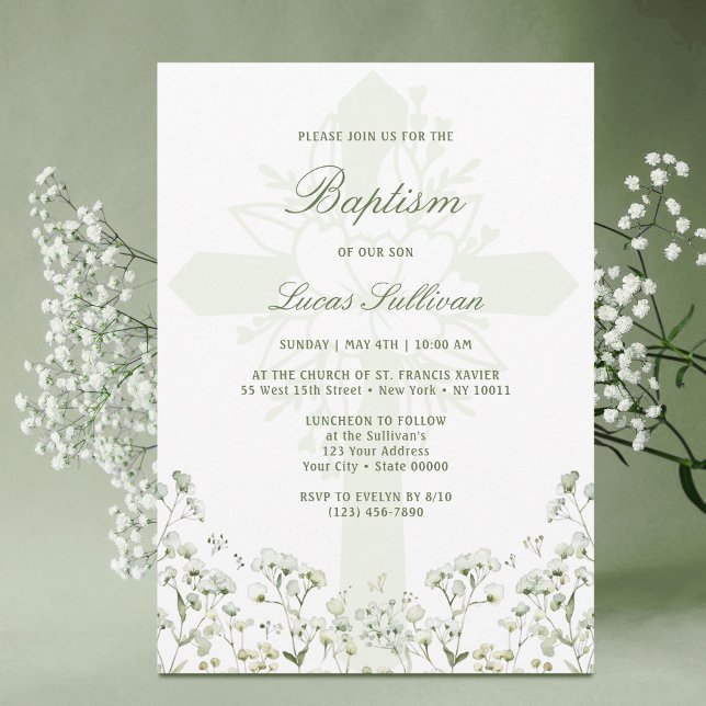 Baby's Breath Baptism Invitation Einladung (Von Creator hochgeladen)