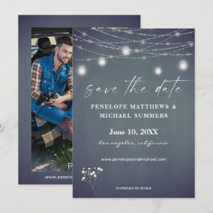 Baby's Breath Blau Graue Tafel-Foto Save The Date