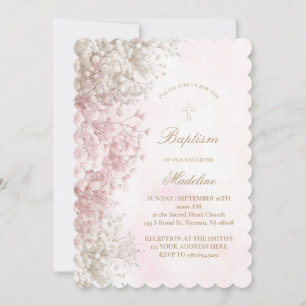 Baby's Breath Blumen Baby Mädchen Taufe Einladung