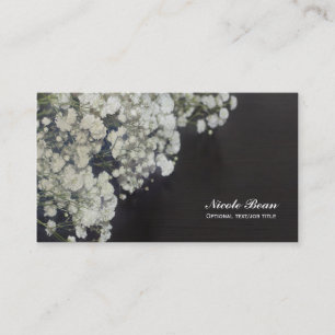 Baby's Breath Blumen & Dunkles Rustikales Holz Ele Visitenkarte