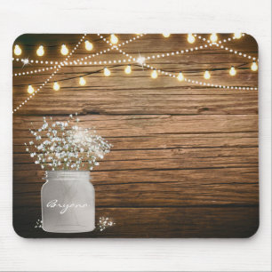 Baby's Breath Blumen in rustikalen Einmachglas & L Mousepad