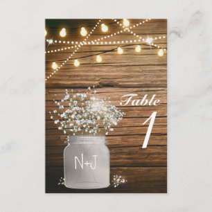 Baby's Breath Blumen Rustikales Glas Tischnummer