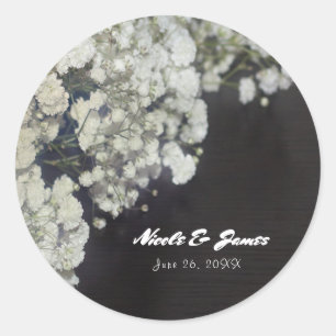 Baby's Breath & Dark Wood Rustik Elegantes Geschen Runder Aufkleber