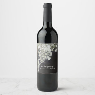 Baby's Breath Dunkle Holz Rustikale Elegante Wein Weinetikett