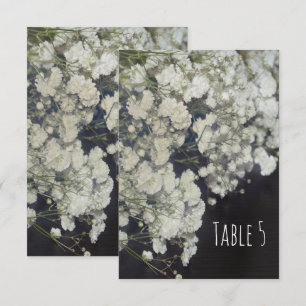 Baby's Breath & Dunkle Holz-Tischnummernkarte Einladung