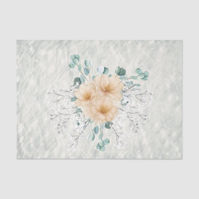 Baby's Breath, Eukalyptus & Champagner Stiefmütter Seidenpapier (Vorderseite)
