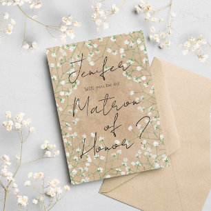 Babys Breath Floral Will You Be My Matron of Honor Einladung
