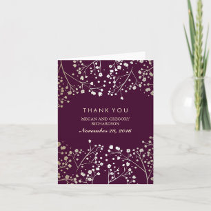 Baby's Breath Gold und Plum Hochzeit Danke